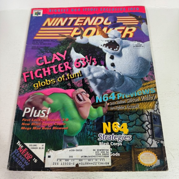 Nintendo Power Magazine Vol 97 June 1997 ClayFighter 63 1/3 Star Fox 64 Poster